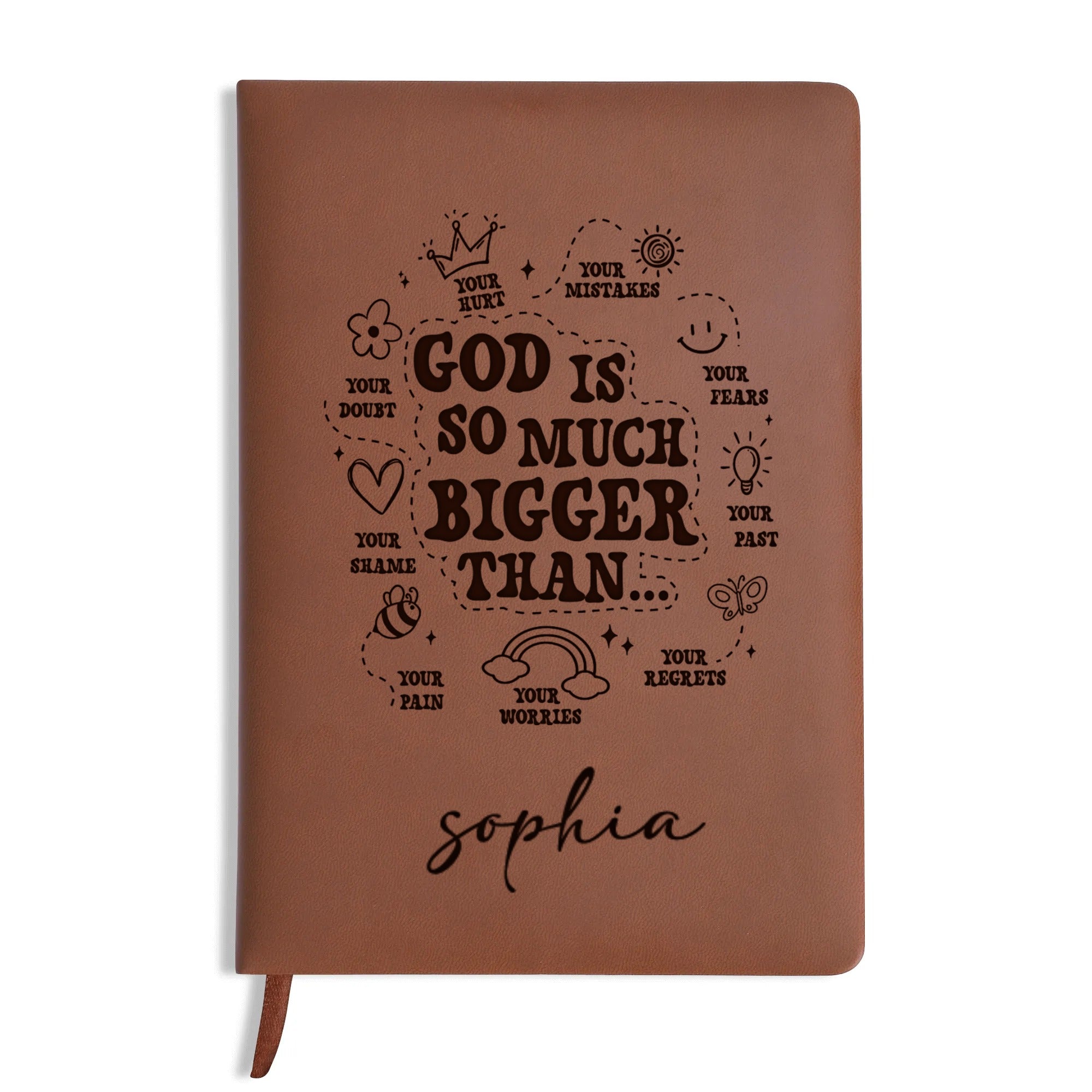 Personalized Christian Journal with "God is so much bigger than..", Custom Name Prayer & Faith Notebook, Religious Gift, First Communion Gifts, Birthday. NBLAF53